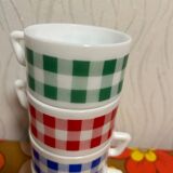 Arcopal gingham coffee cup vintage retro pops 70s