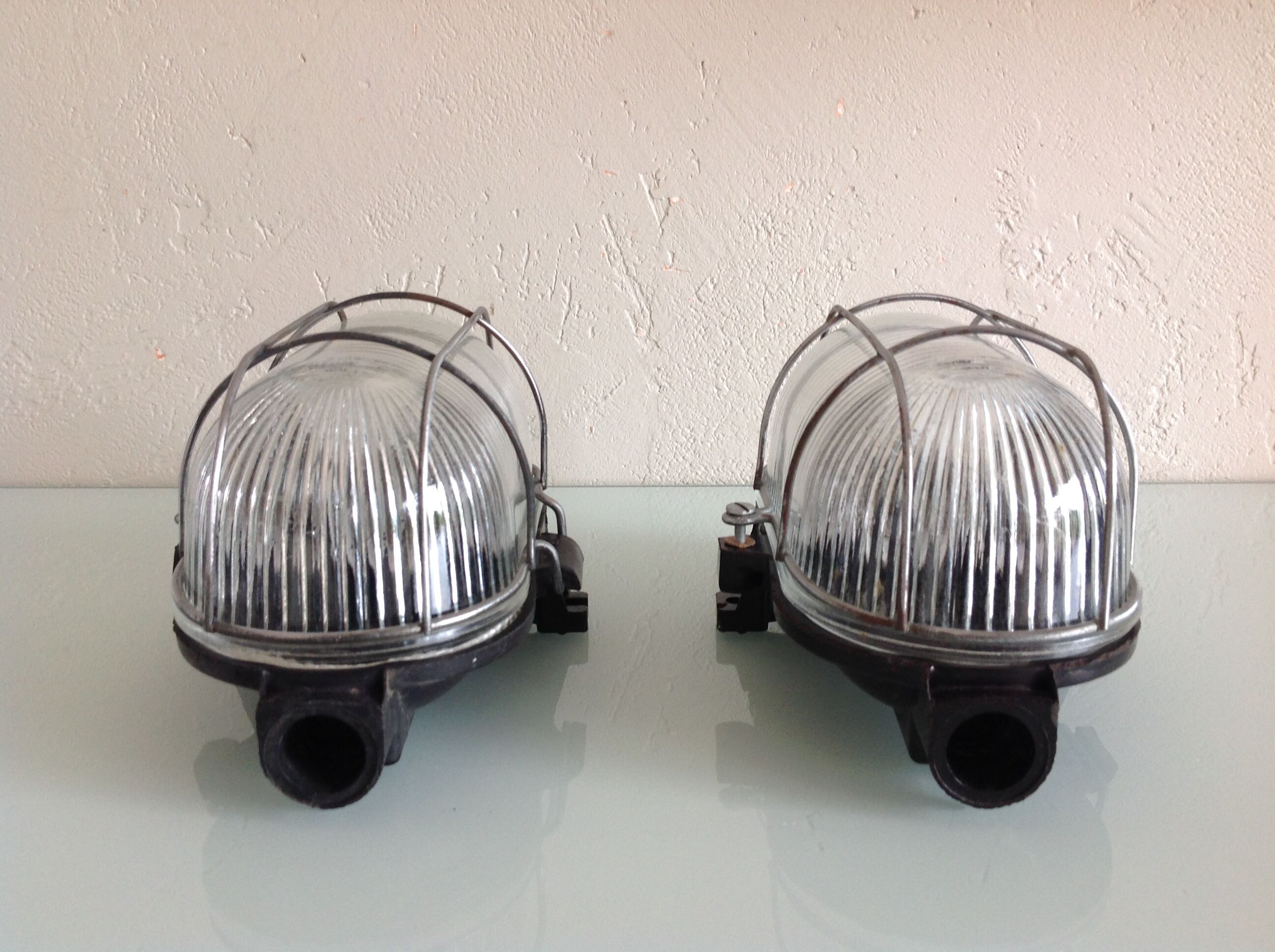 Pair of portholes industrial sconces 60/70