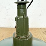 Industrial Petrol Enamel Military Pendant Lamp with Cast Aluminium Top, 1960s