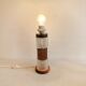 Swedish table lamp, made of what looks like rosewood and crystal glass.