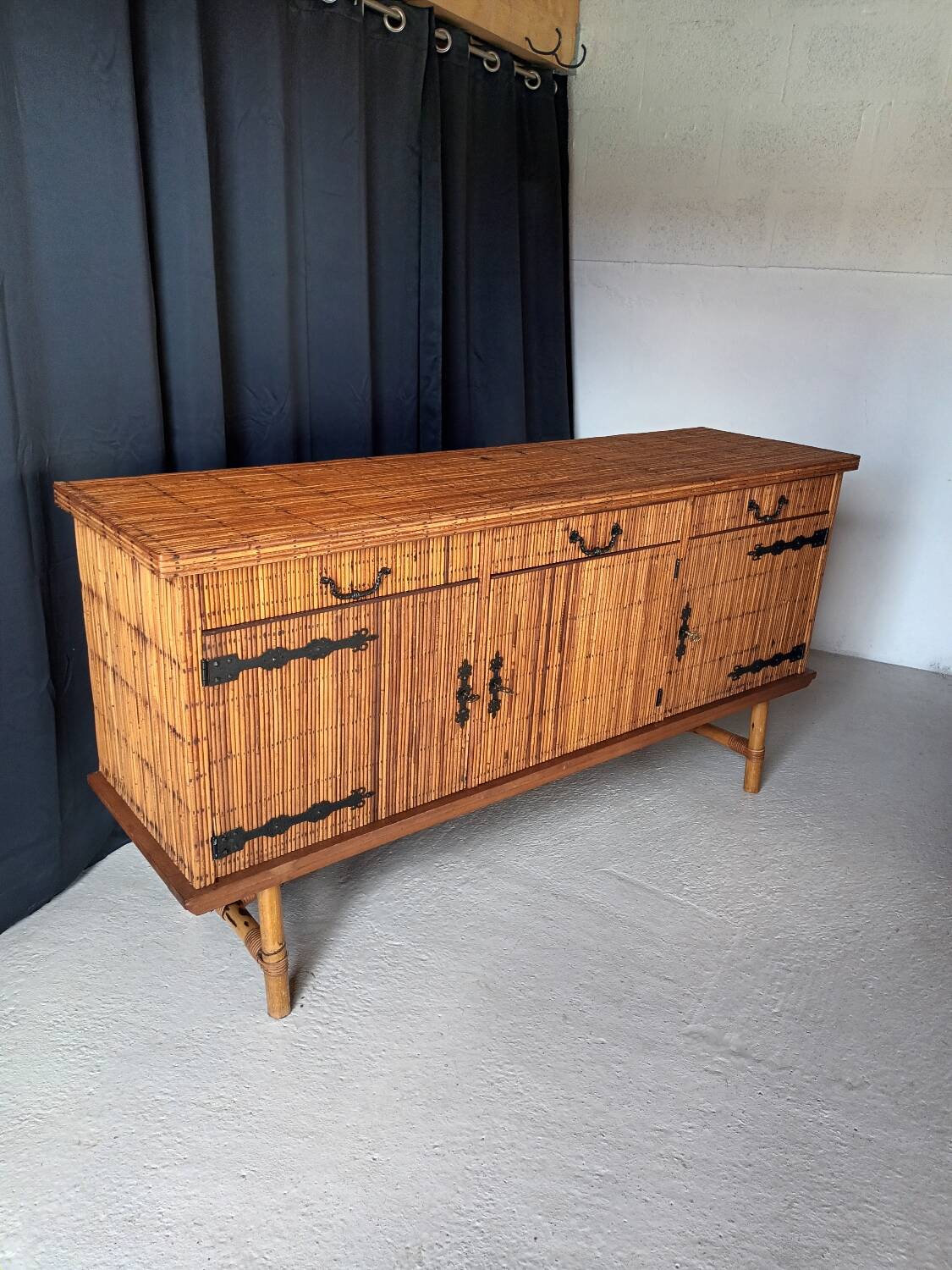 Vintage rattan sideboard