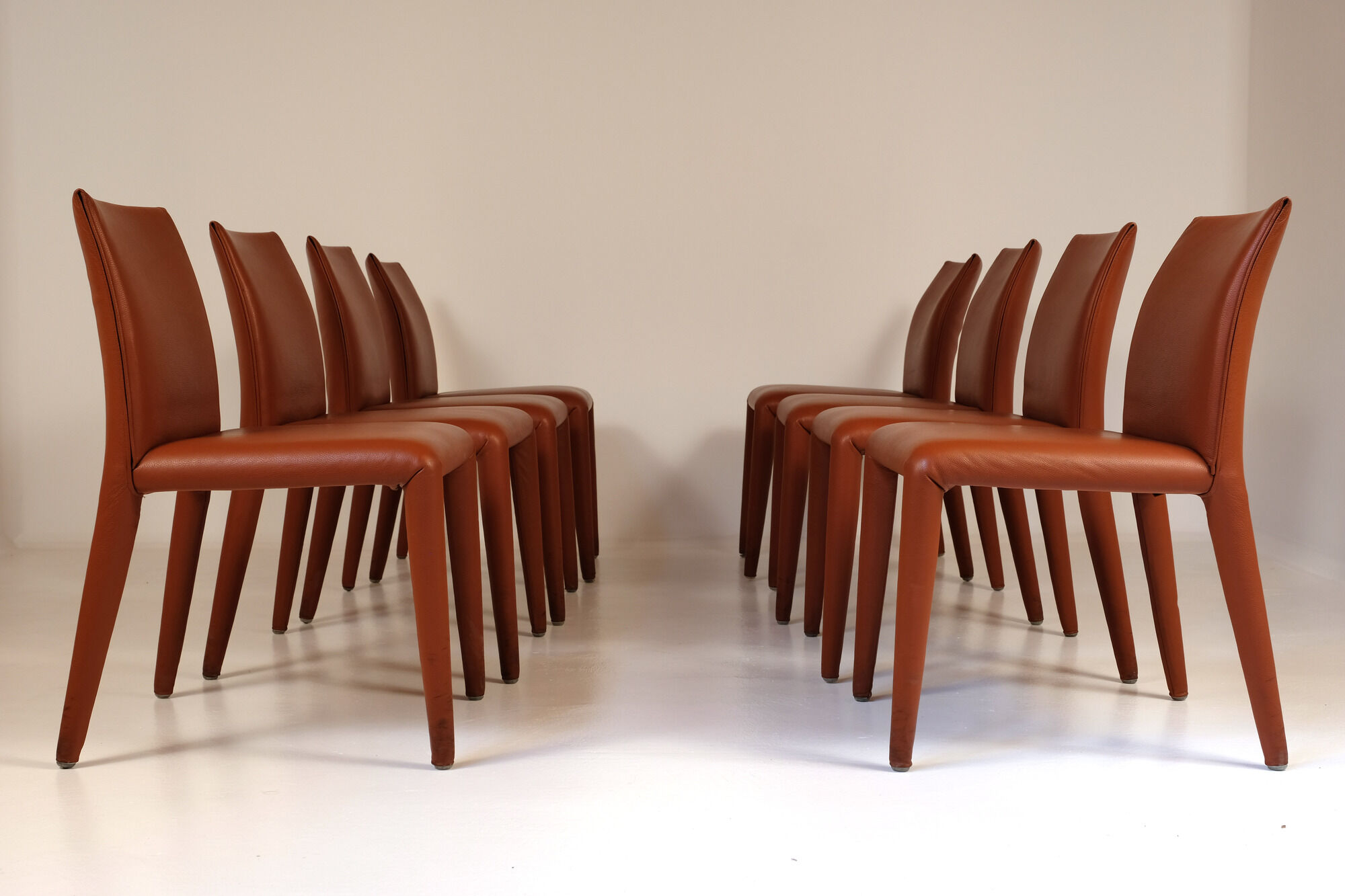 Lot of 8 leather chairs by Mario Bellini for B&B Italia