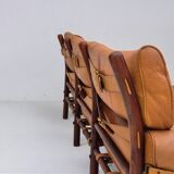 1960s, Scandinavian design by Arne Norell, sofa, model "Kontiki", original condition, leather, beech.
