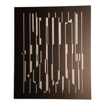 Linear silkscreen print by Victor Vasarely, vintage print, circa 1970, op. cit.