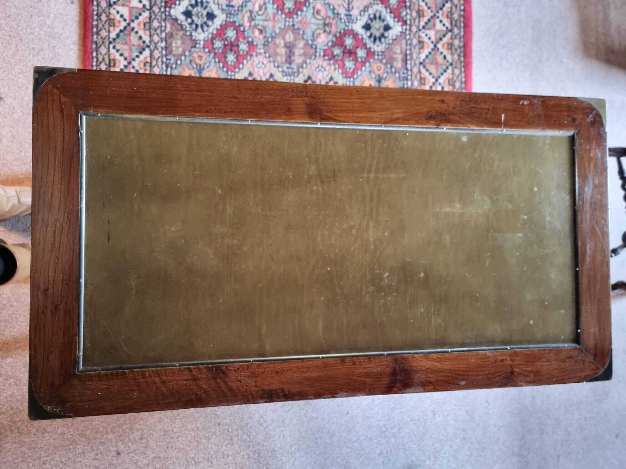 Vintage oak desk – 1970s – Green leather top and 3 drawers