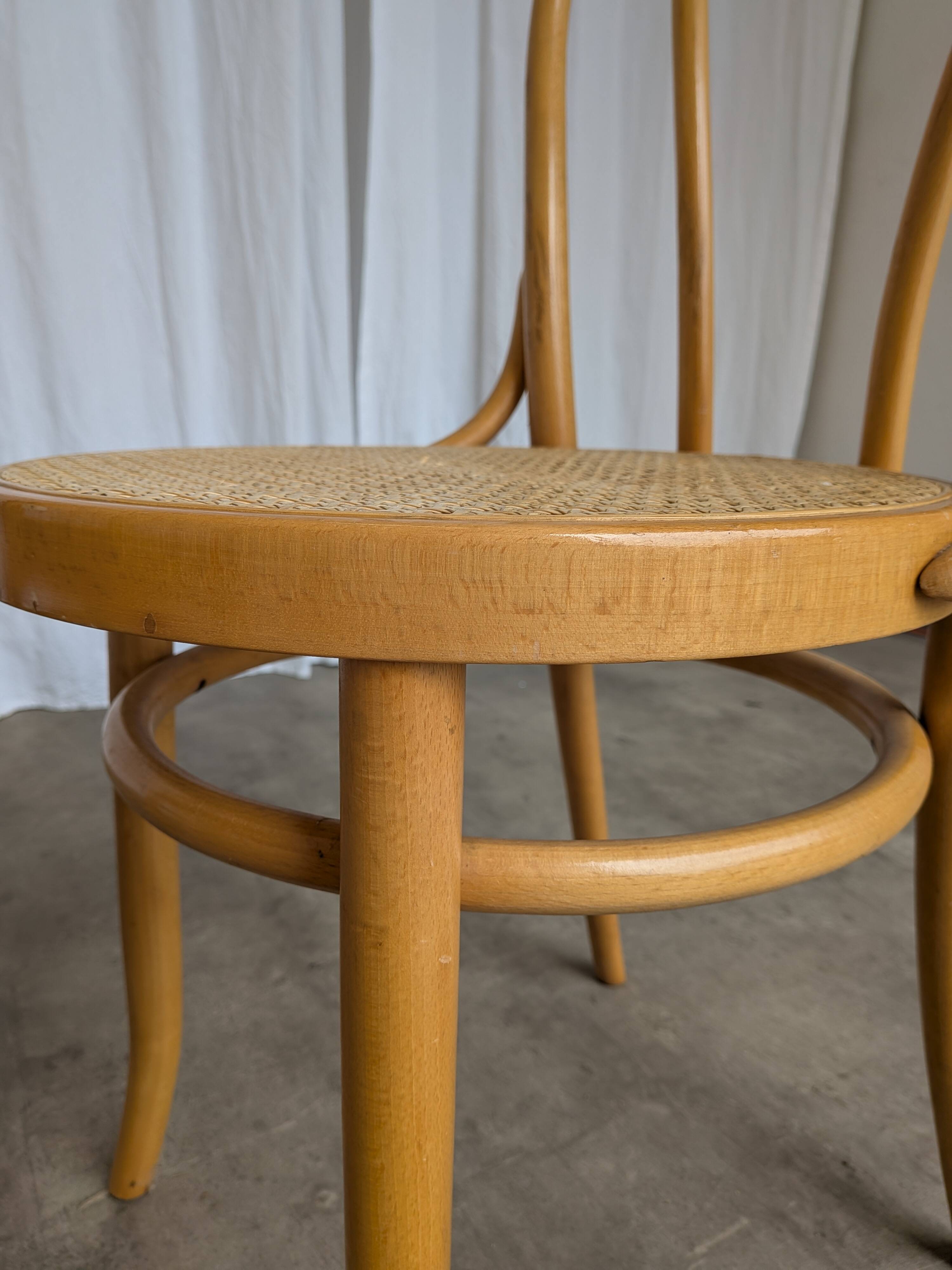 Set of 2 Thonet Style Bentwood Chairs with Cane Seat / Mid-Century Dining F