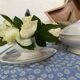 Antique porcelain gravy boat with bamboo motif