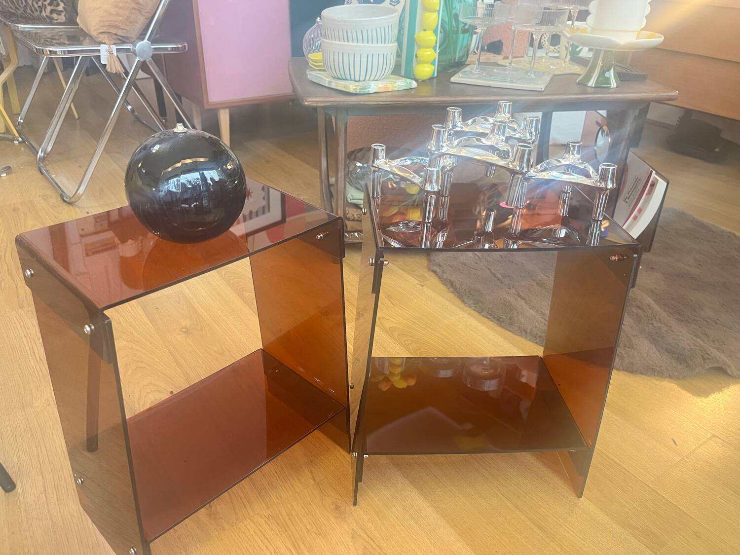 Pair of Roche Bobois bedside tables or sofa ends