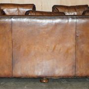 Pair of Ralph Lauren Jamaica club sofas restored in leather.