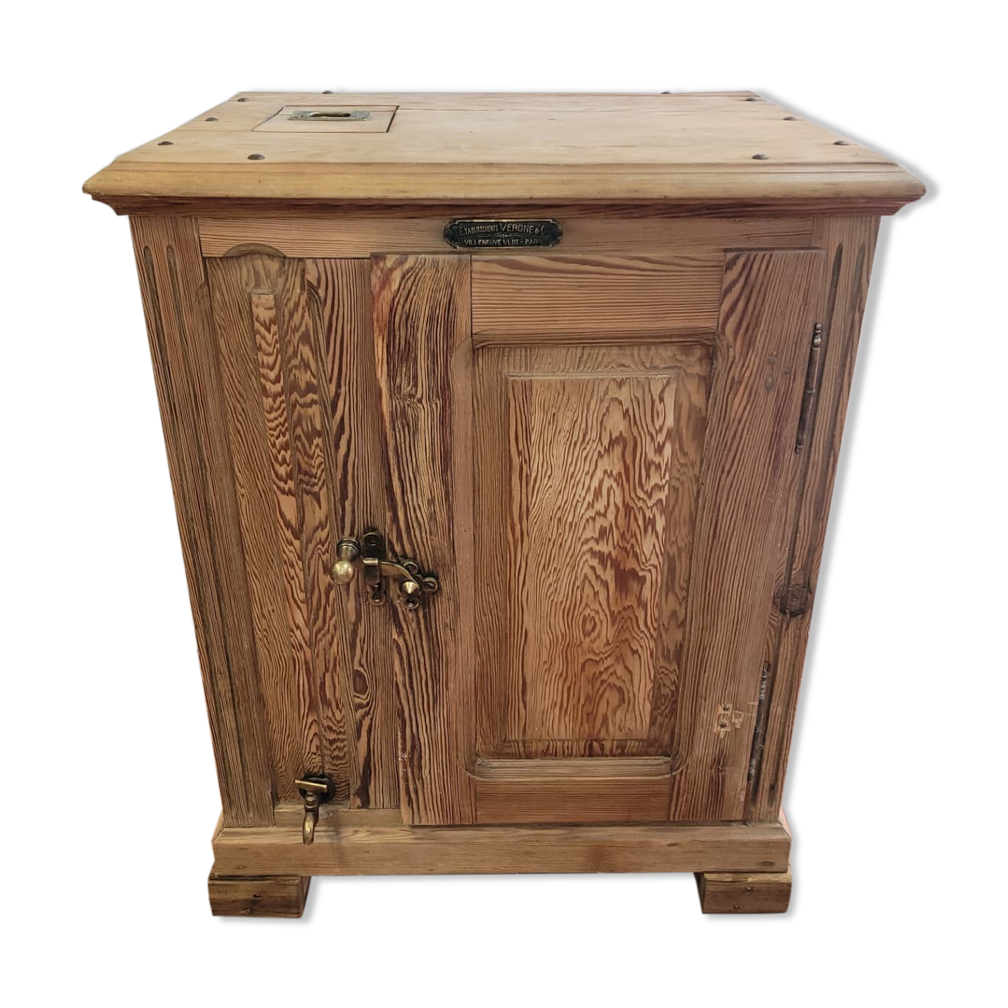 Antique cooler with a door