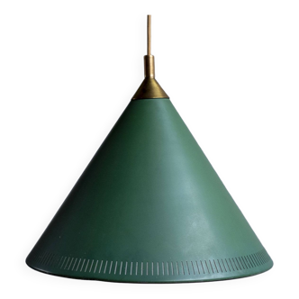 Lampe à suspension courbée karlby kegle, lyfa 1960 danemark