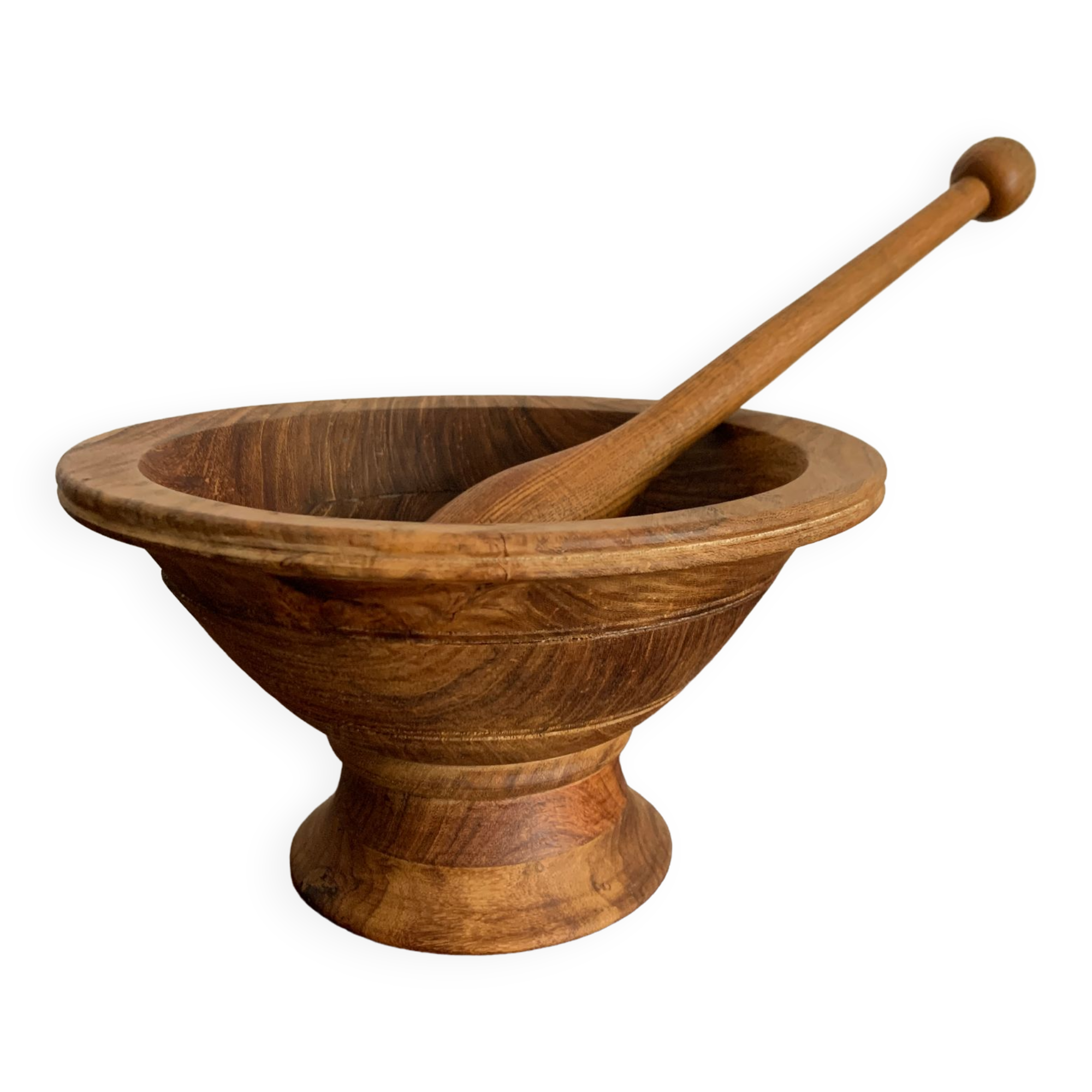 Old wooden mortar and pestle