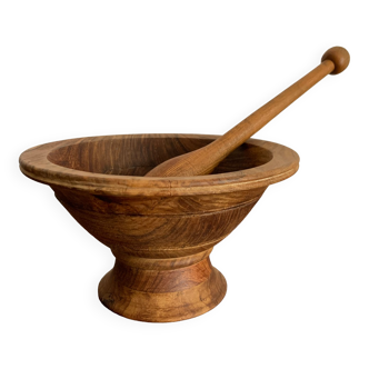 Old wooden mortar and pestle