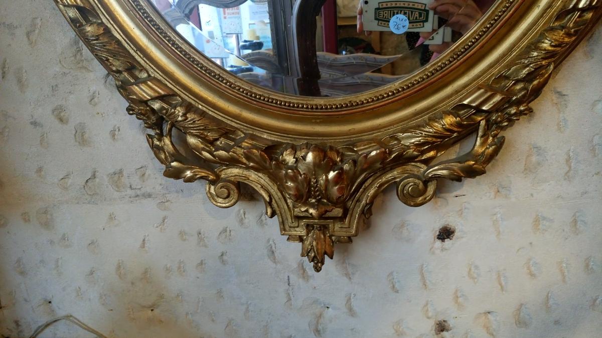 Mirror oval wood stuck and Golden State 110 x 68