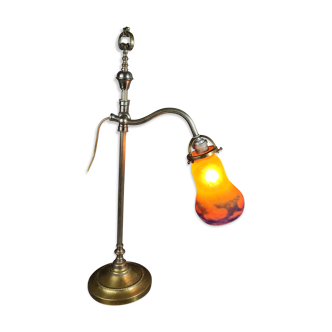 Table lamp tulip glass Muller Frères, adjustable gooseneck 56 cm SB