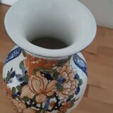 Gien Earthenware vase, good condition, decorated with flowers and peacocks, and friezes on the sides