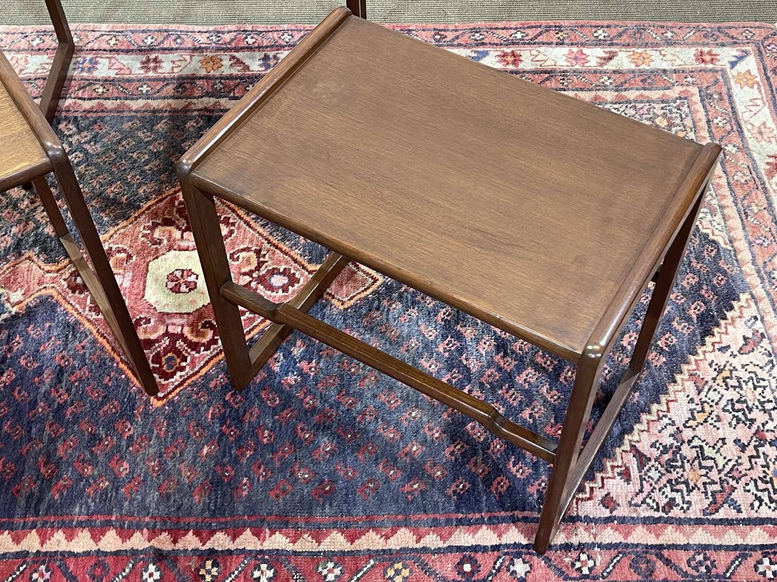 Set of 3 English teak nesting tables from the 1970s