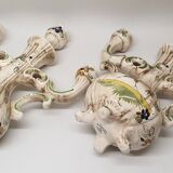 Pair of 2 candlesticks Capodimonte Italy style moustier