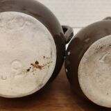 2 Old Small Glazed Ceramic Cream Pots/Enameled Decor