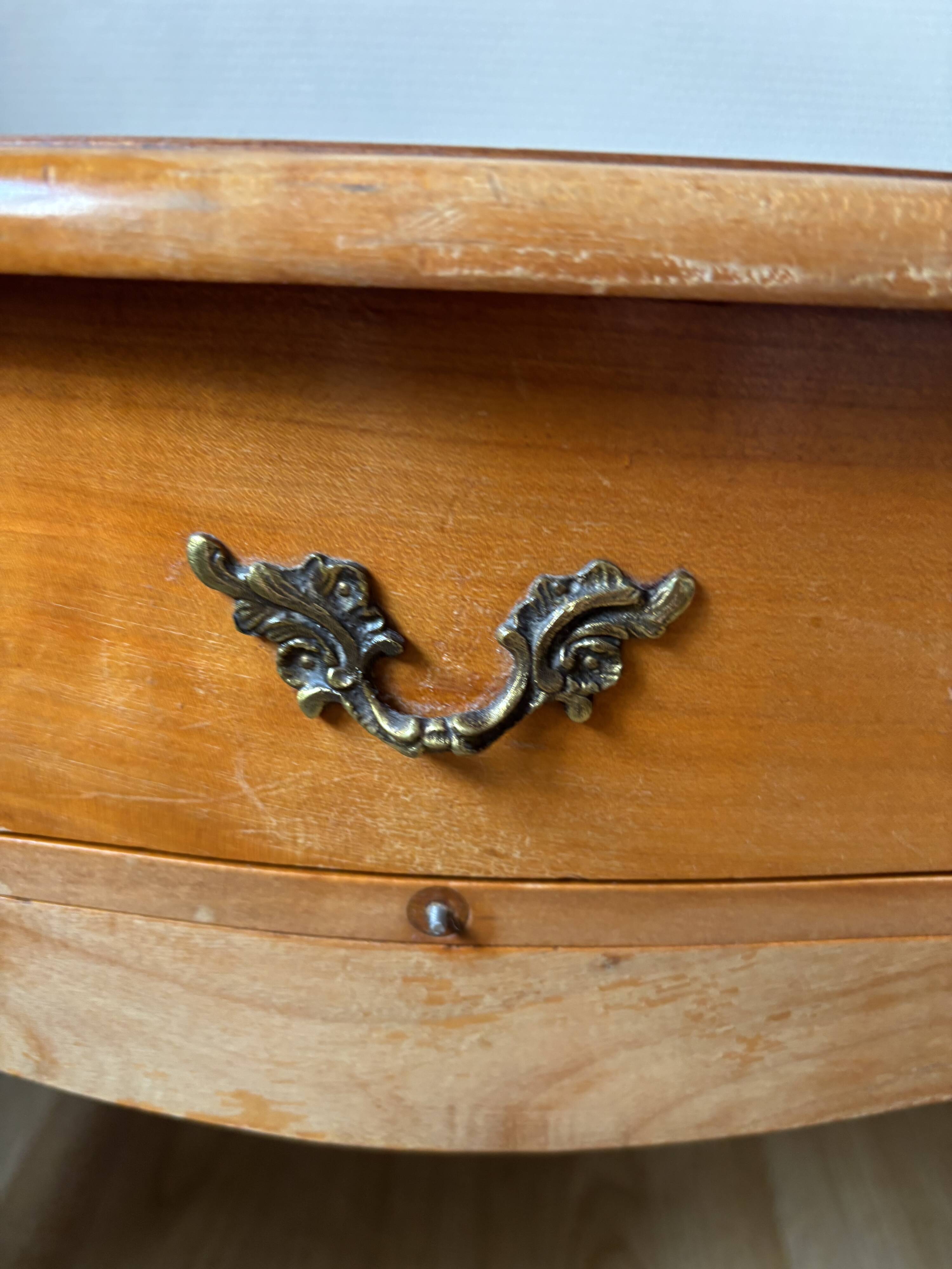 Coiffeuse basse en bois des années 60-70