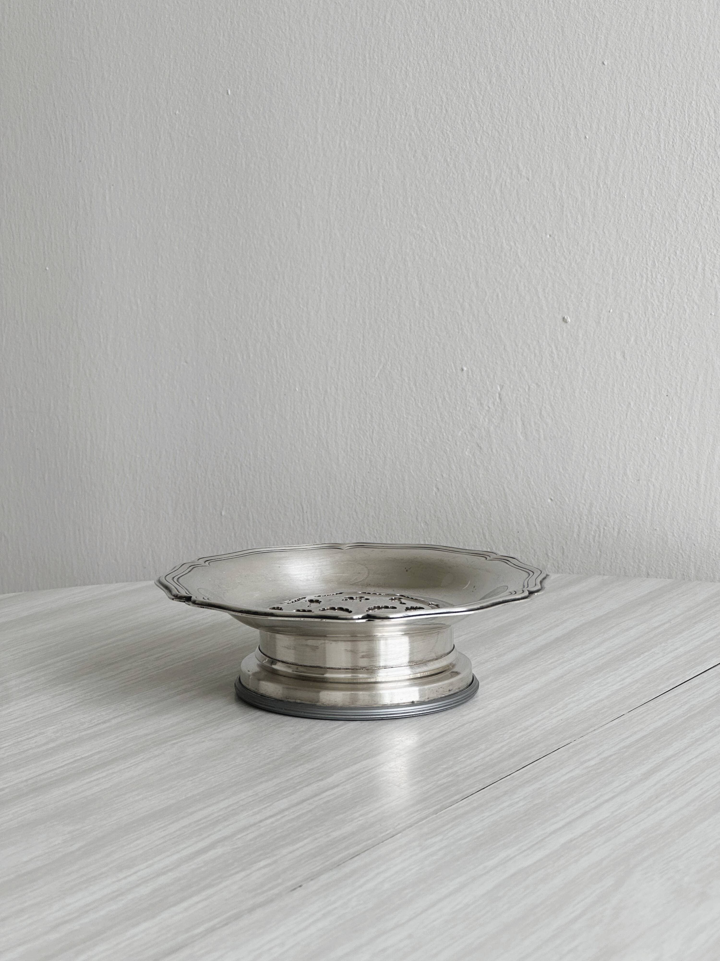 Antique metal butter dish