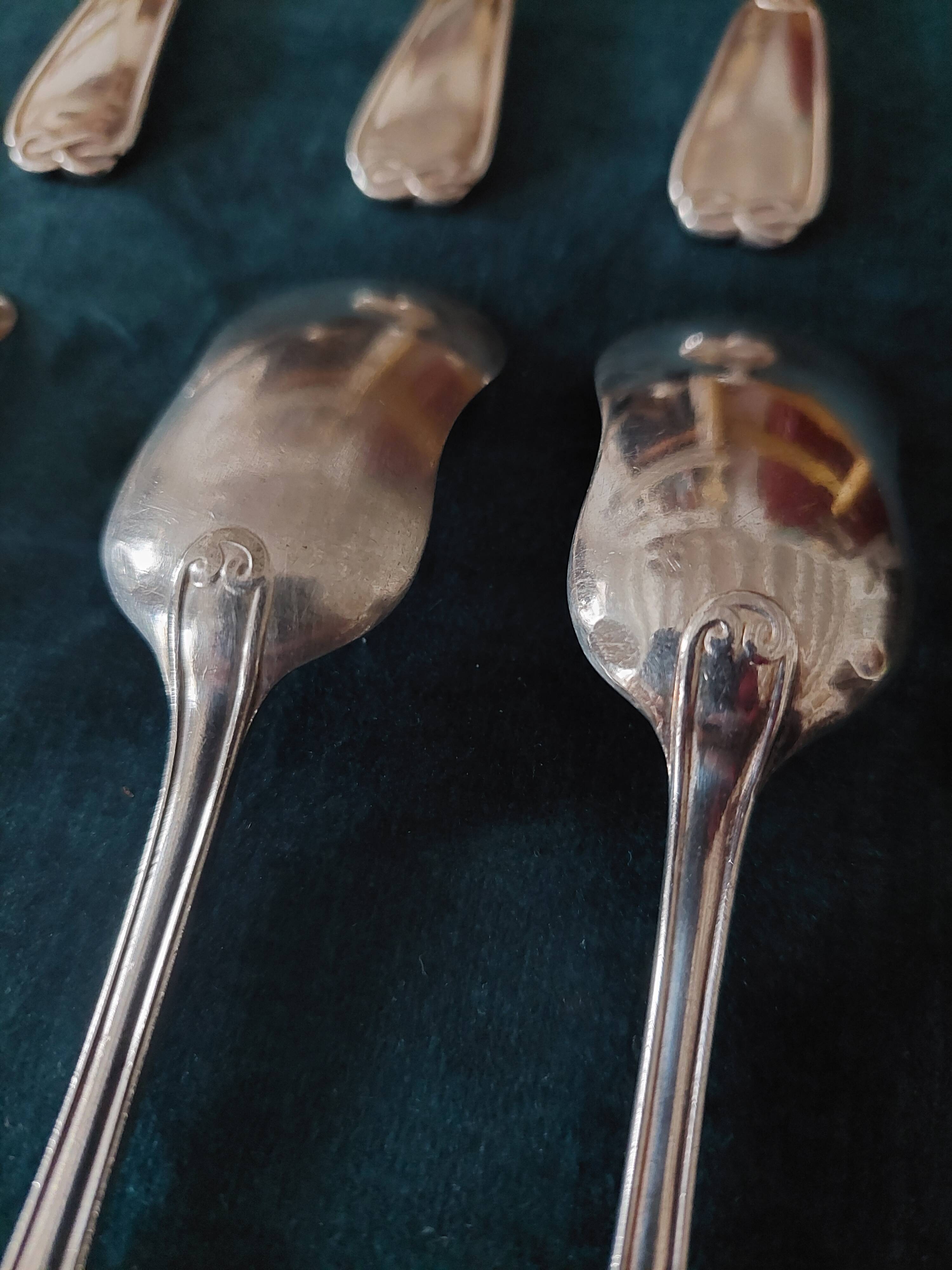 Christofle silver-plated hors d'oeuvre or dessert spoons with Bala hallmark