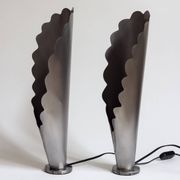 Pair of brushed steel lamps⎮60s, 70s