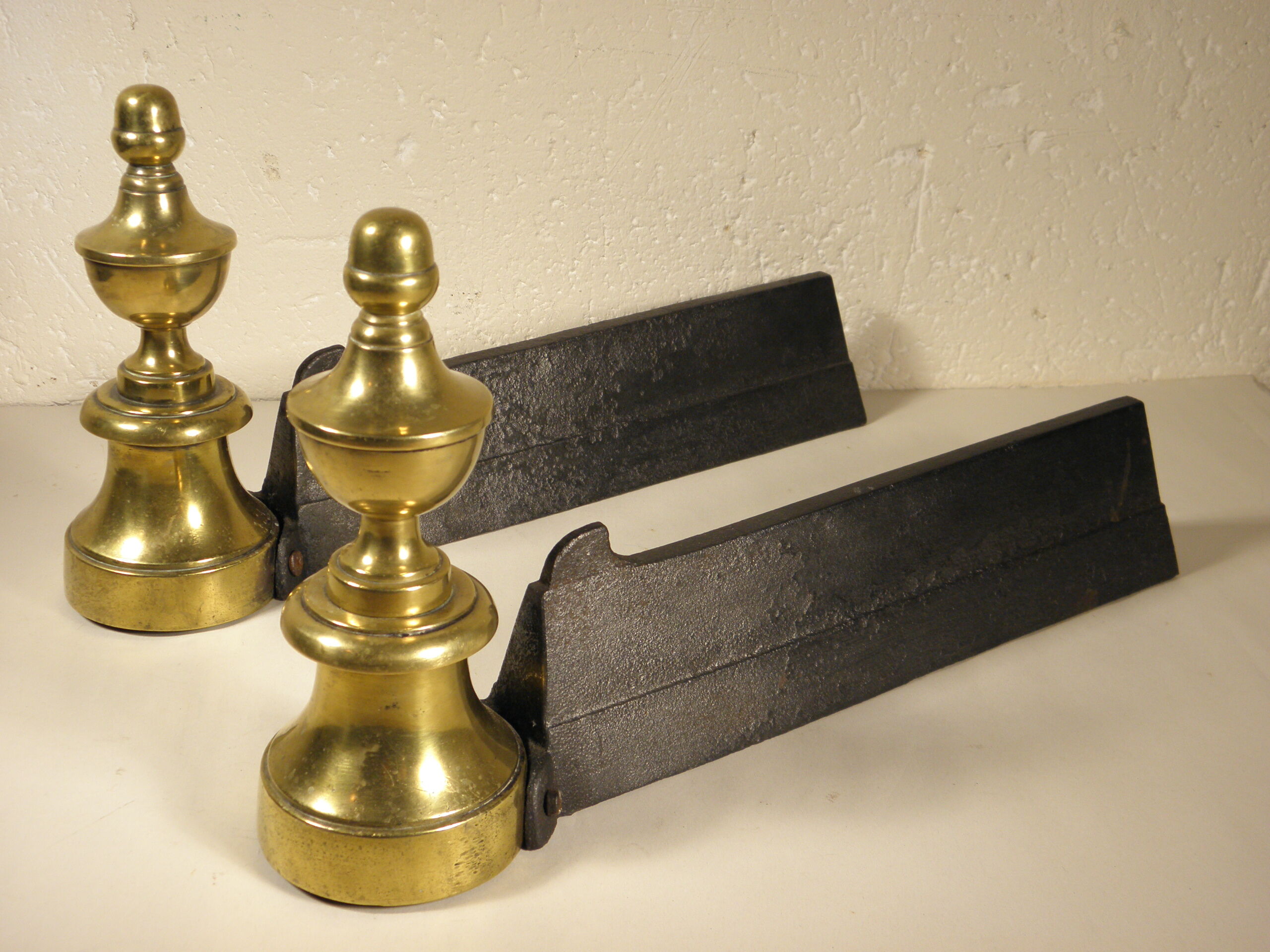 Pair of brass chenets