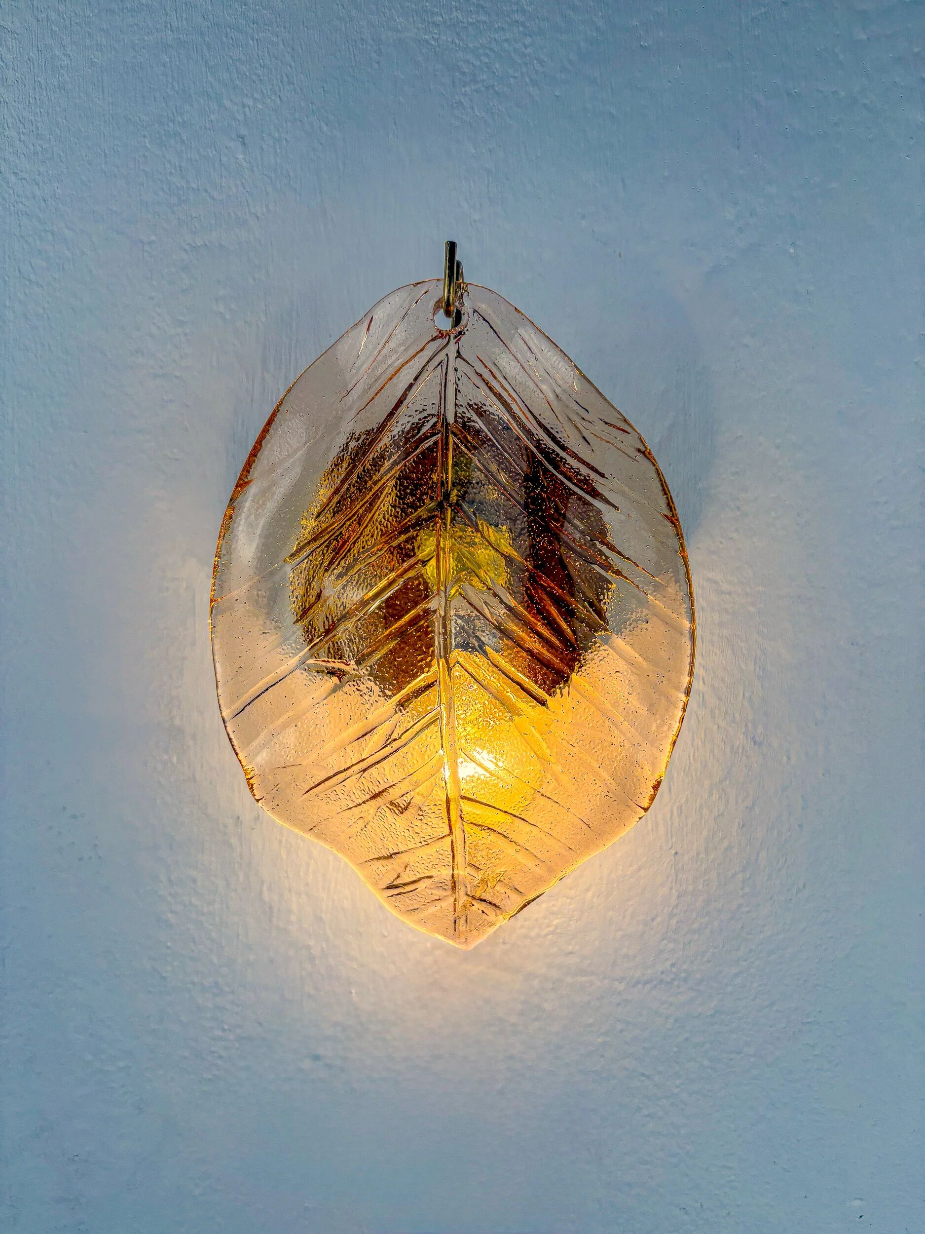 Applique murale en verre de Murano rose "Feuille" italienne, années 1970