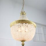 French Empire Crystal and Brass Chandelier, 1940s