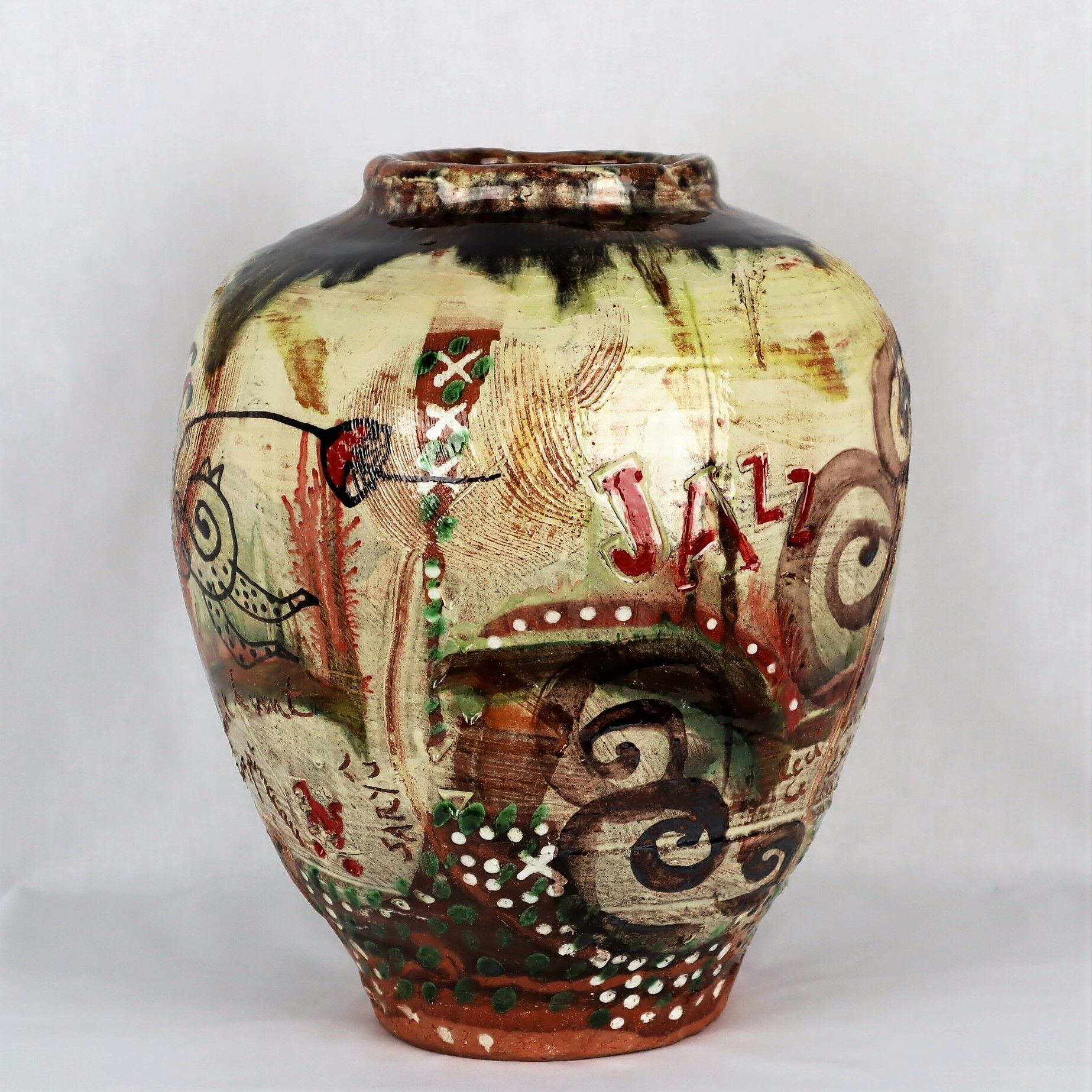 Ceramic vase of Basile "graffiti Jazz" 1990 unique piece