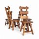 Elm wood brutalist wabi sabi dining set with 6 chairs & Table, 1960s
