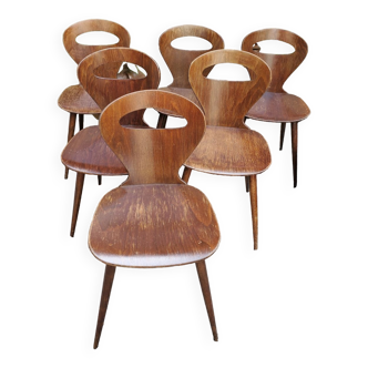 Ensemble de 6 chaises Baumann "fourmi " 1960/70