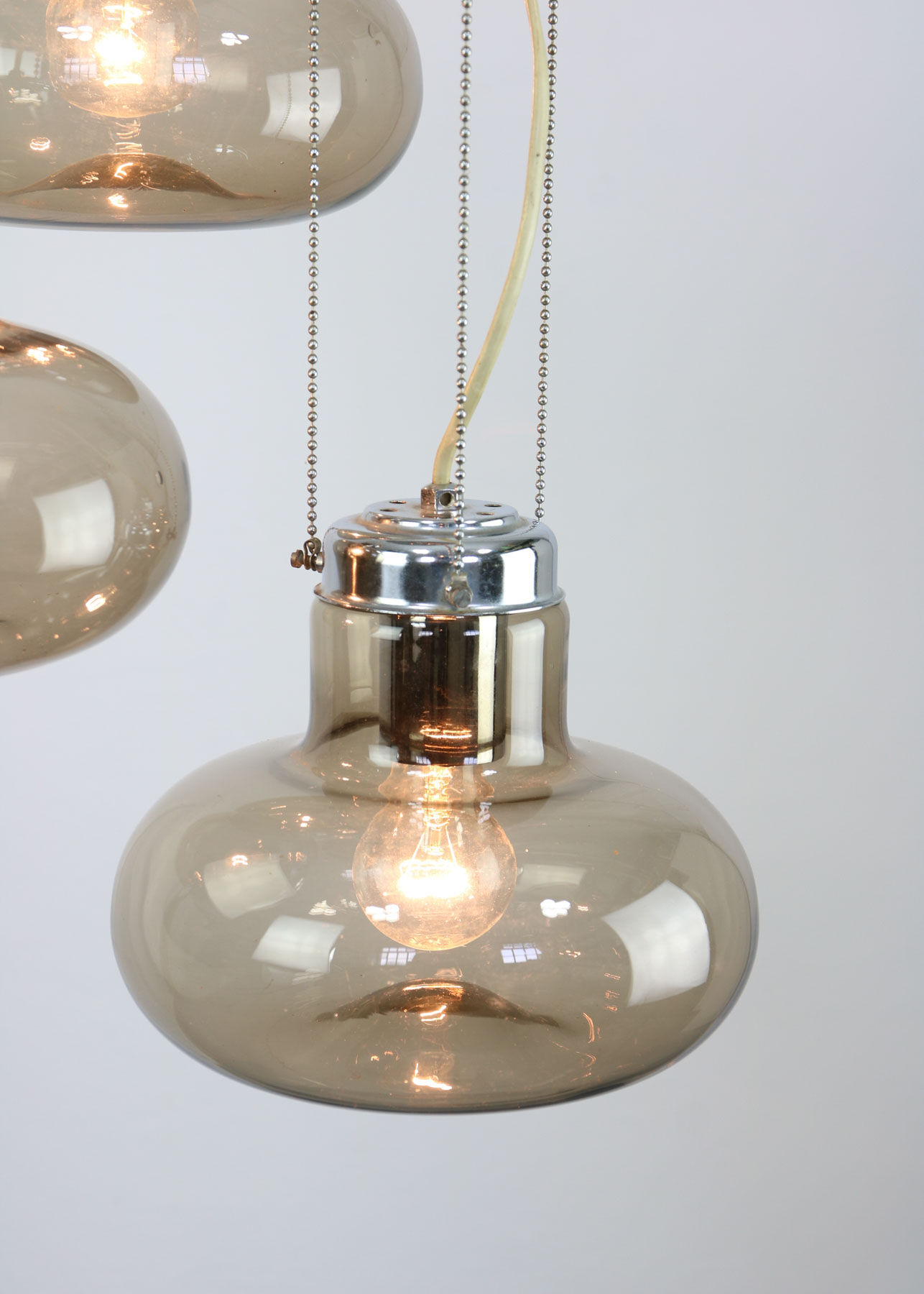 Vintage italian smoked glass chandelier, 1970s