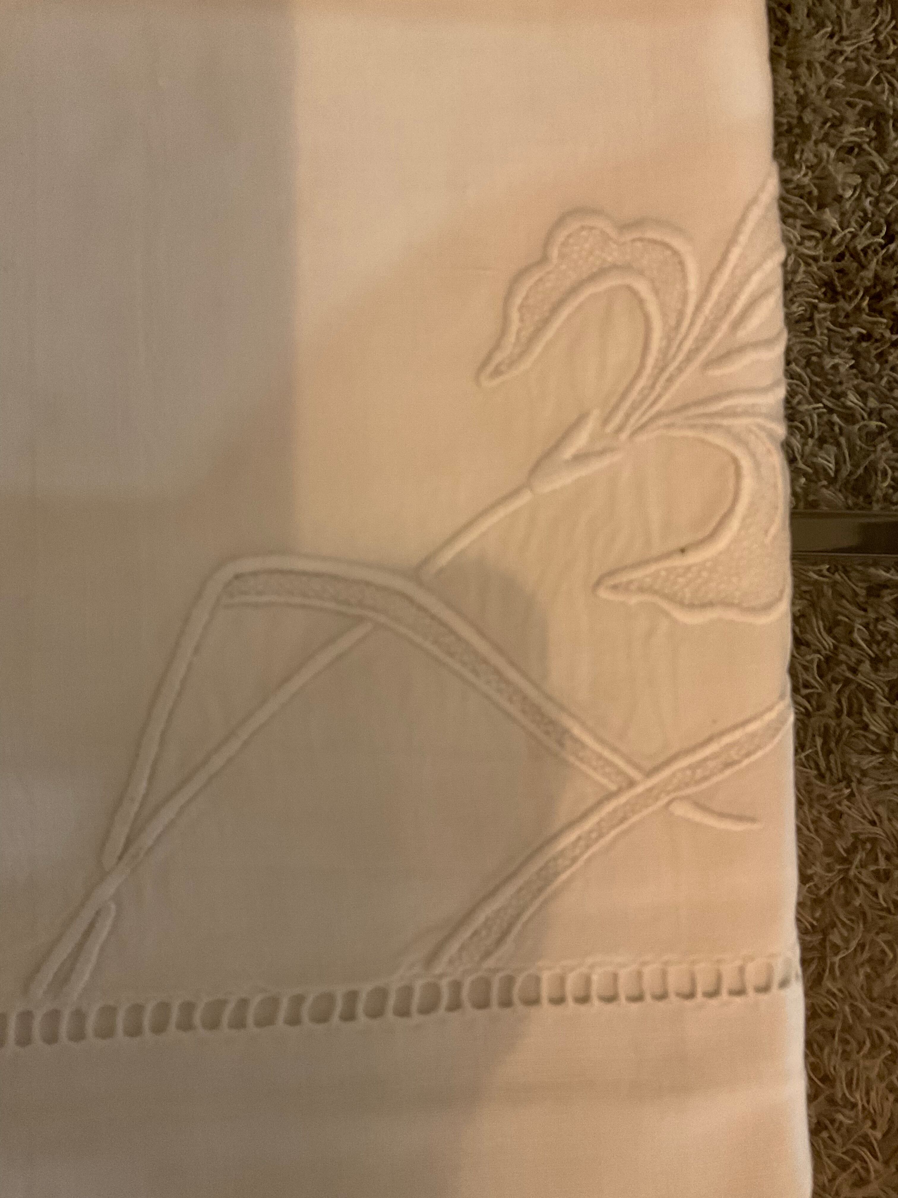 Old embroidered sheet. FG and embroidered flowers.232x315