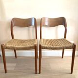 Pair of chairs model 75, by designer Niels Otto Moller (50s)