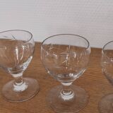 Set of 4 finely engraved vintage port wine glasses