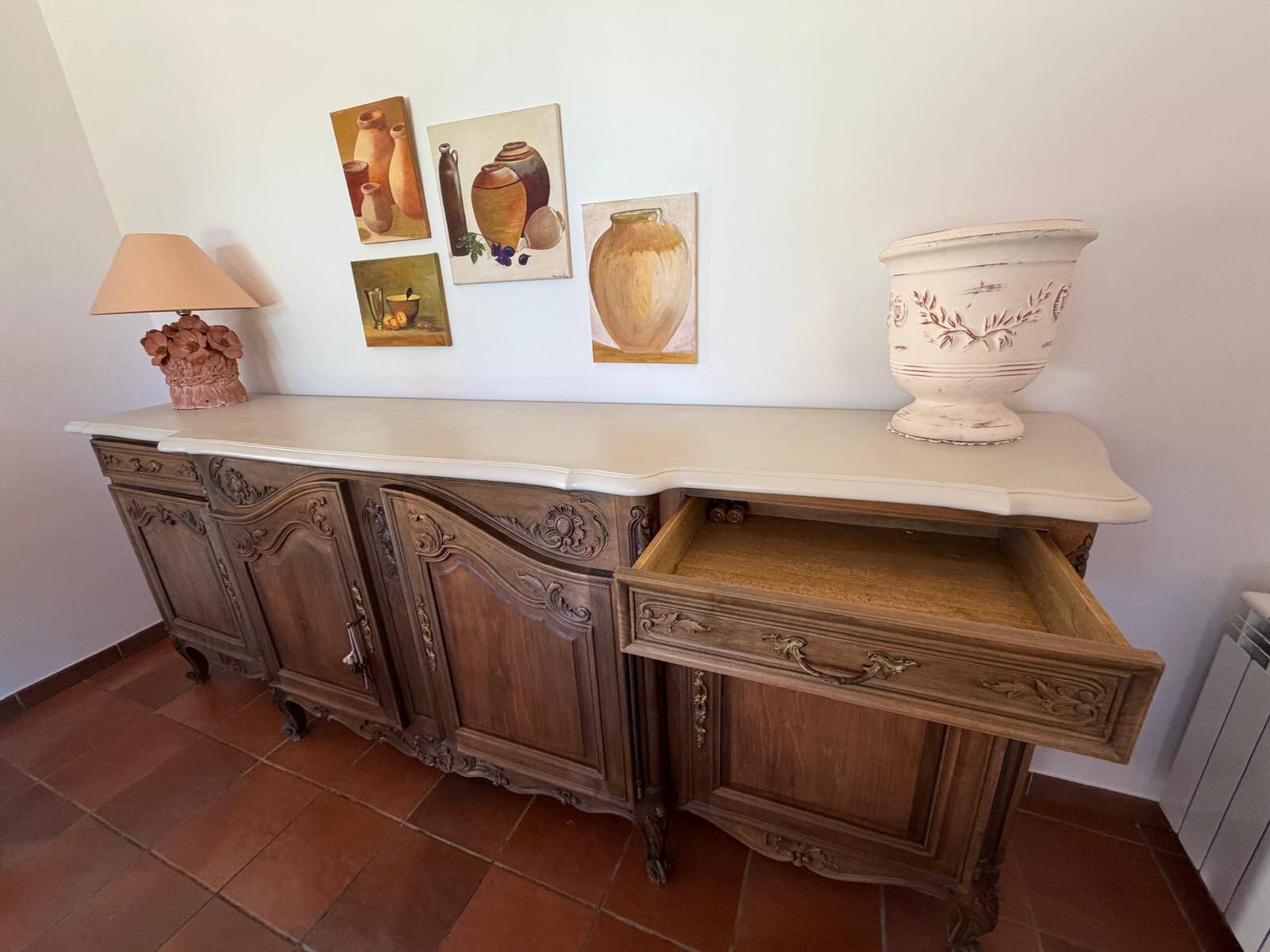 Large walnut sideboard in Louis XV style
