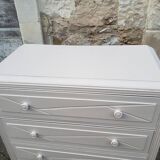 Commode vintage table à langer blanc poudré