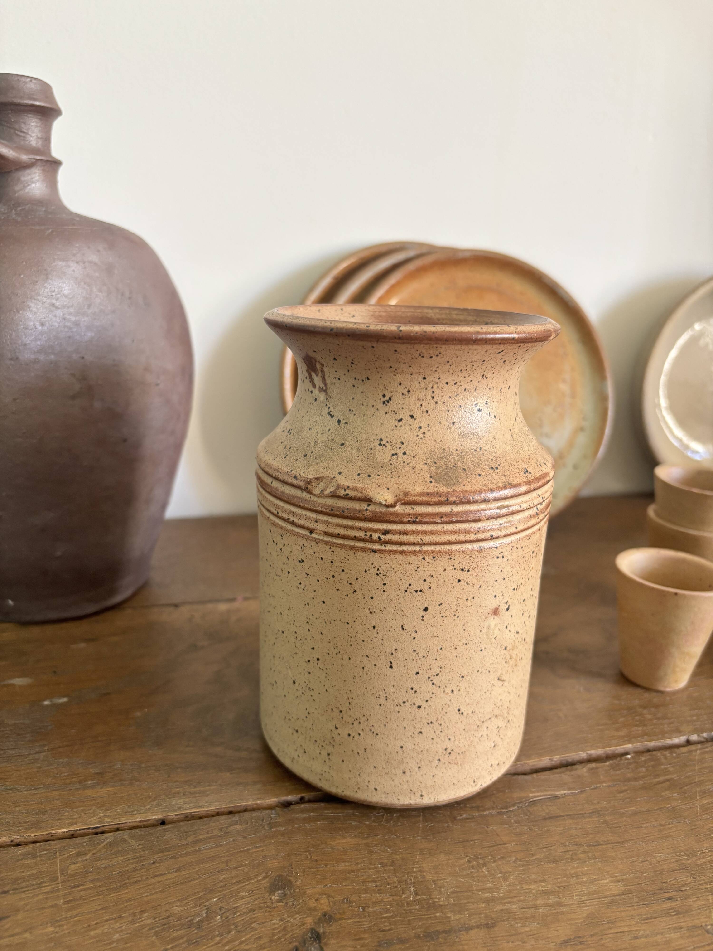 Vintage french stoneware ceramics set – mineral earth