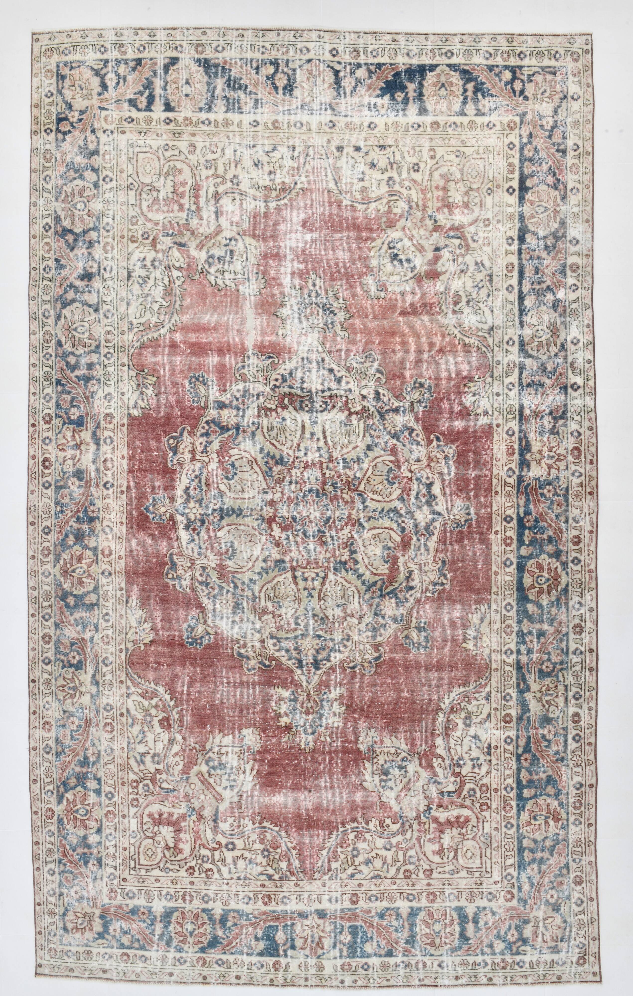 7x11 Vintage Soft Red & Blue Vintage Area Rug, 205x344 Cm