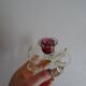 Bougeoir fleur verre  Murano poudre d'or