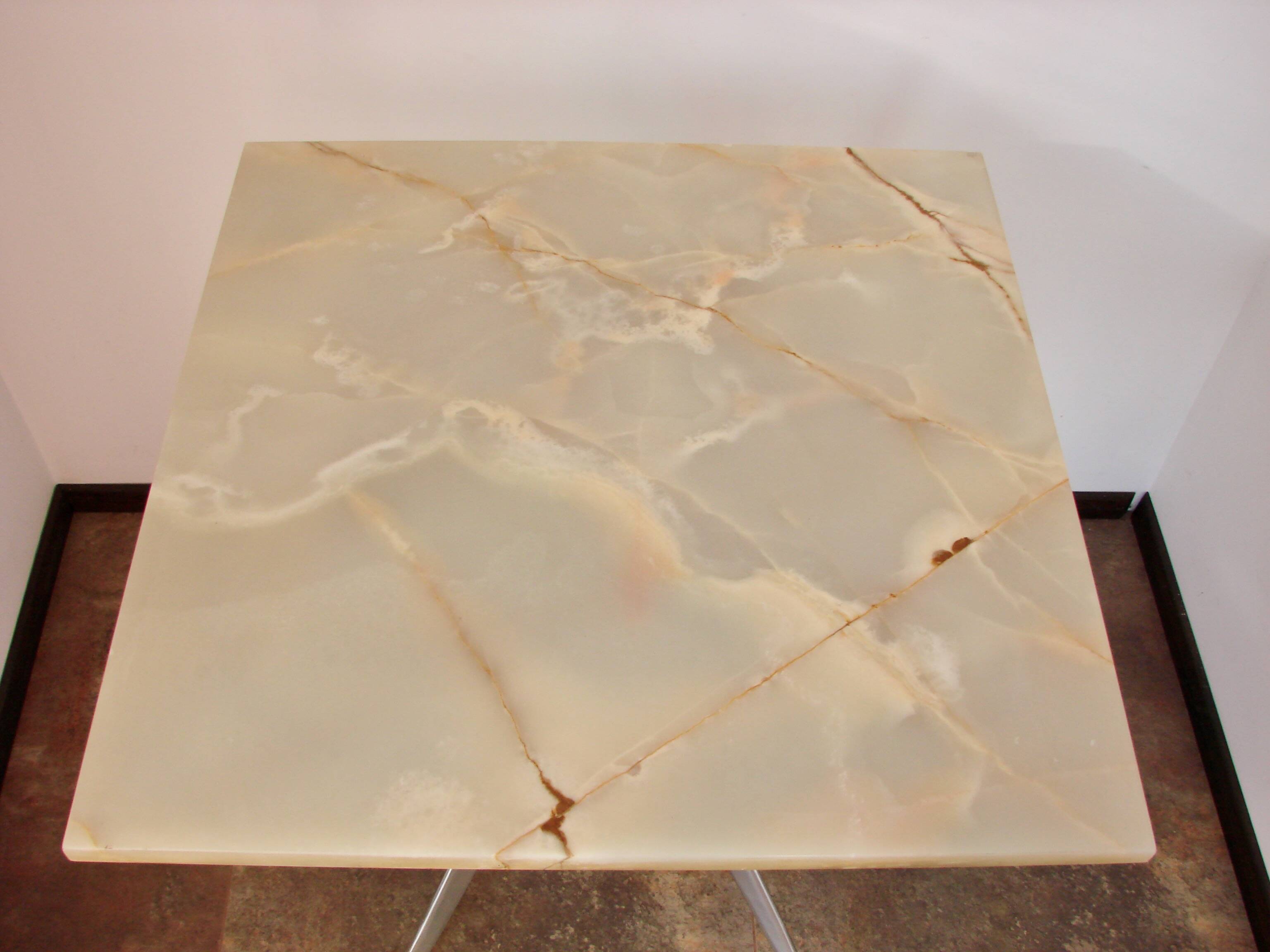 Modernist stone table from the 1970s – aluminum, vintage