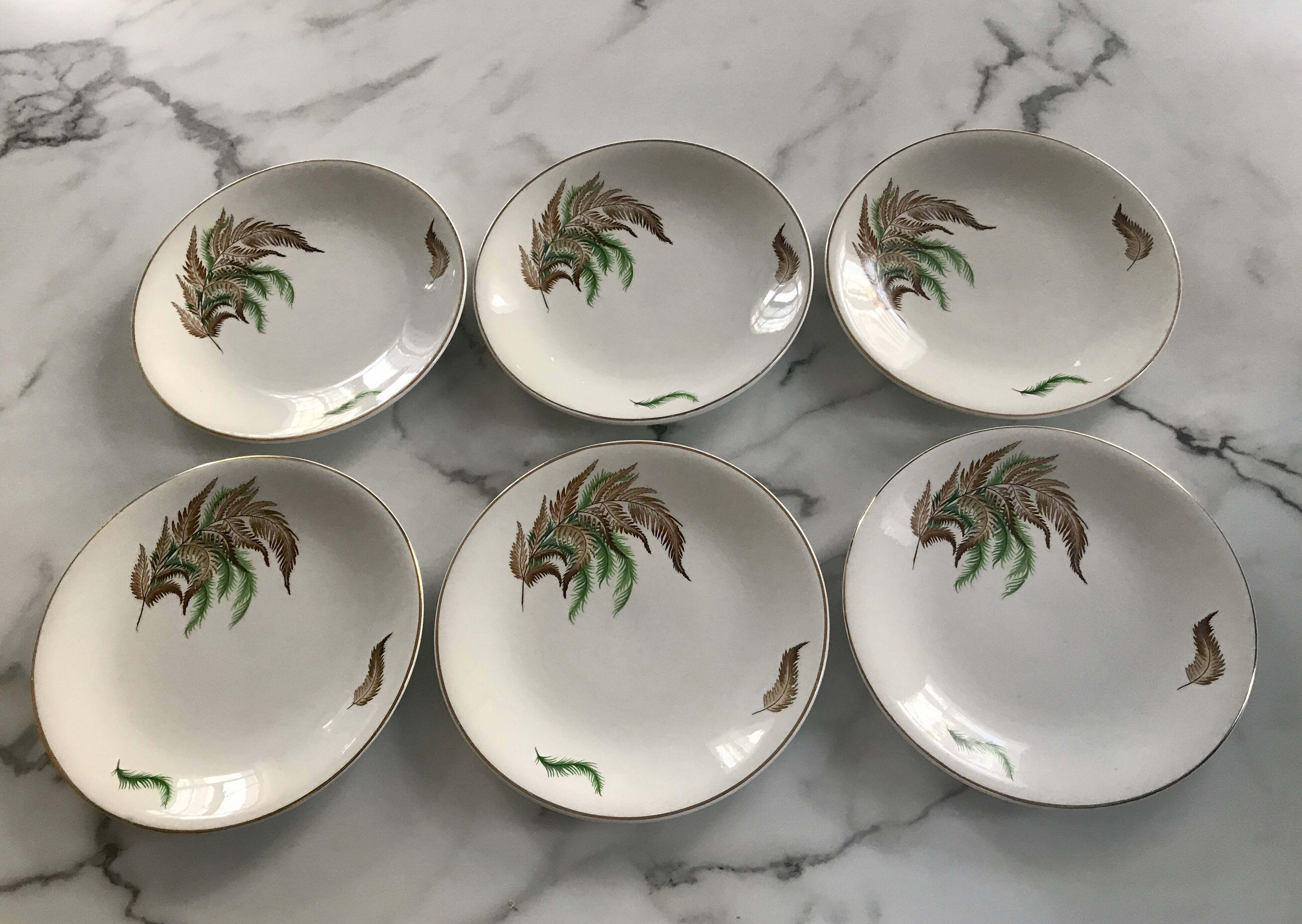 Very pretty vintage Digoin fern flat plates