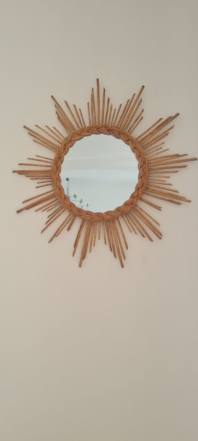 Rattan sun mirror 1960, 55 cm