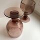Set of 4 glasses with bubbled glass stems from biot violets 70s