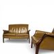 Froxfield 2 leather armchair and leather sofa set, moss green, by Parker Kn