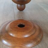Turned wooden chandelier with 6 branches and its ceiling light