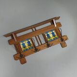 Art Nouveau wall coat rack with tiles