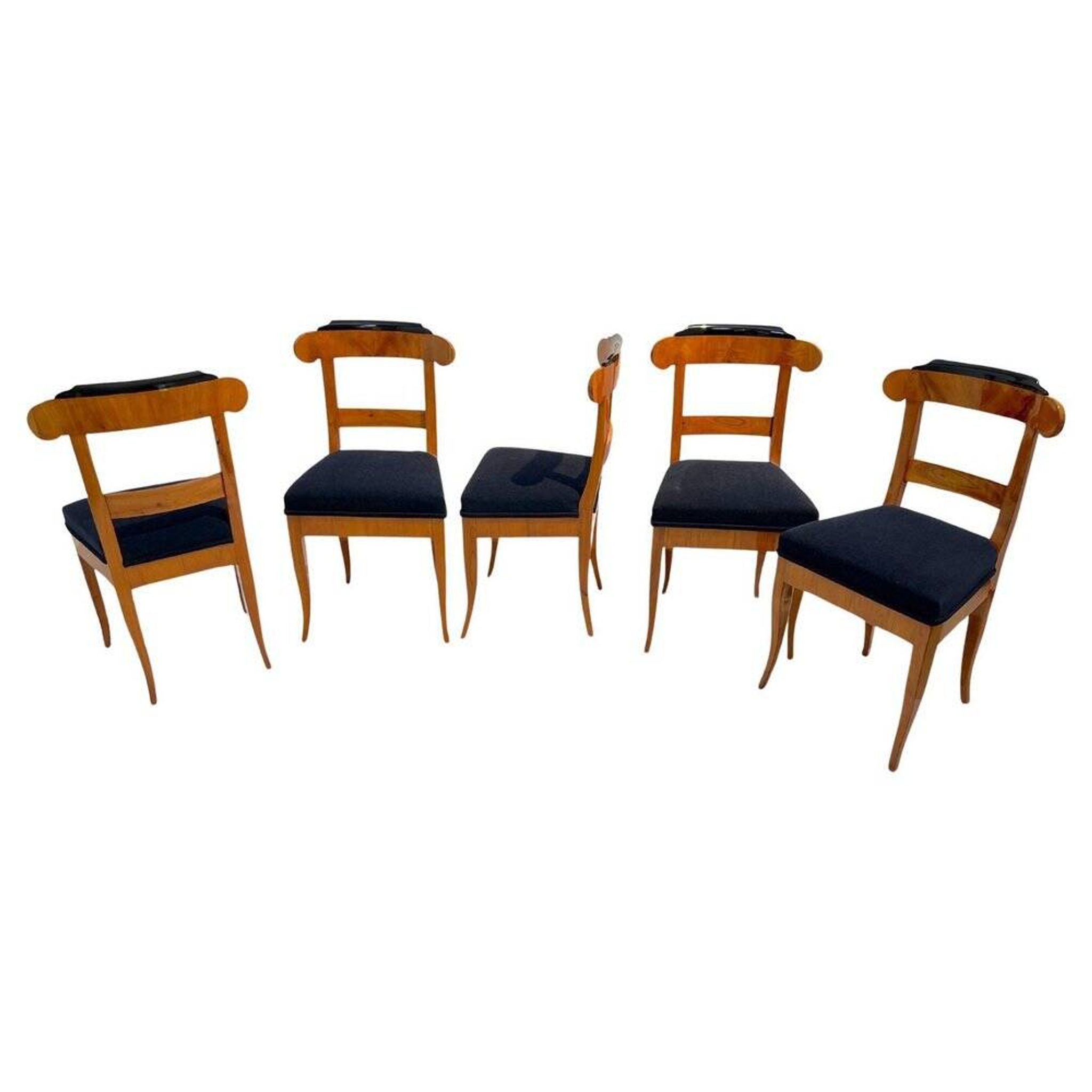 Biedermeier Chairs in Cherry Wood, Germany, 1830s, Set of 5